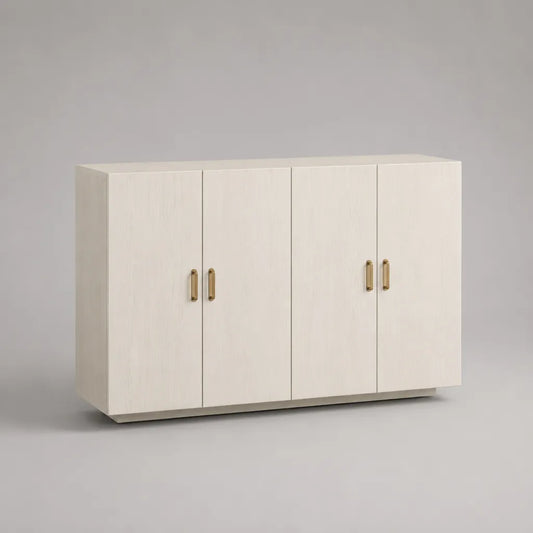 Armoire polyvalente avec 4 portes tournantes en panneau de particules recouvert de résine mélaminique, blanc cassé, 160 × 40 × 100 cm