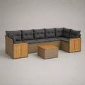2-teiliges L-förmiges Gartensofa-Set mit Couchtisch aus PE-Rattan, Metall und Holz, Anthrazit/Braun/Natur, Sofa 280 × 210 × 76 cm